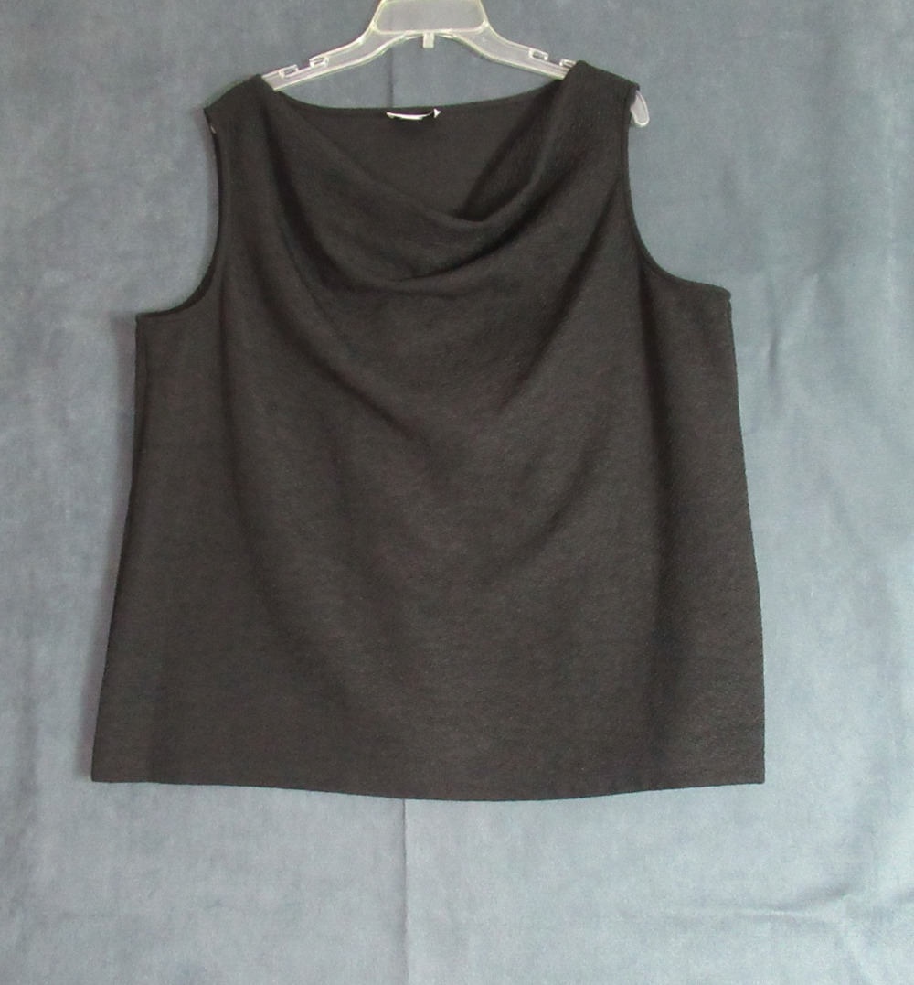 Tahari Arthur S Levine Top Womens Size 2X Black Sleeveless Cowl Neck Work Blouse